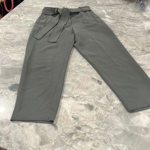 Sage green cropped tie waist pants from Aritzia